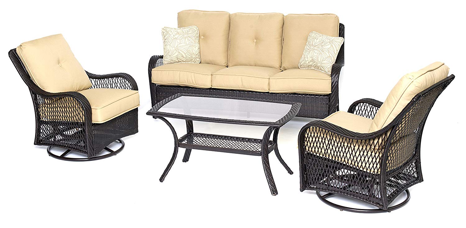 Hanover ORLEANS4PCSW-B-TAN Orleans 4 Piece All-Weather Patio Set