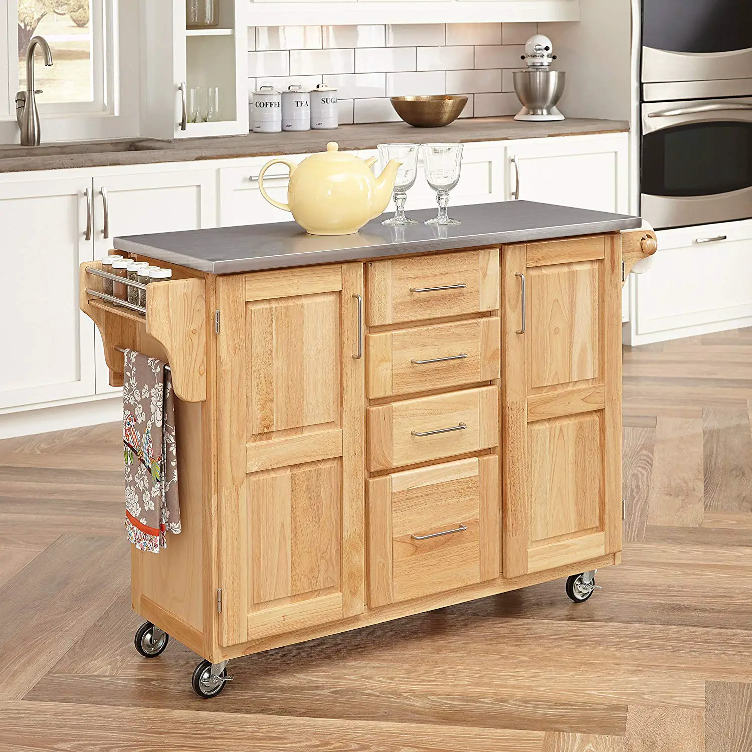 Kitchen Cart with Breakfast bar & Stainless Steel Top by Home Styles.