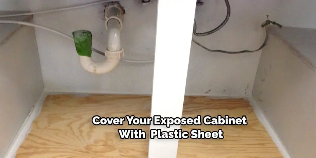 Cover Your Exposed Cabinet With  Plastic Sheet