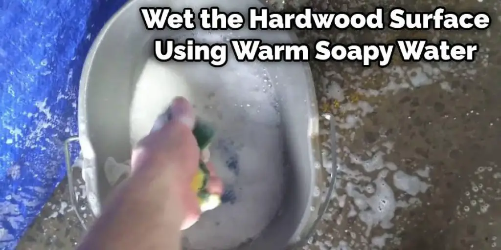  Wet the hardwood surface
